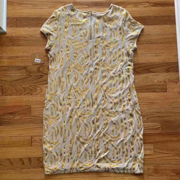 NWT Ellen Tracy Tan and Gold Short Sleeve Dress Size Extra Large - Picture 5 of 9